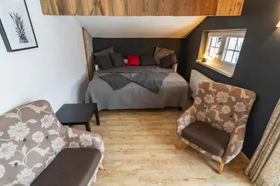 Ein Sitzbereich in der Unterkunft Landhaus Flasch