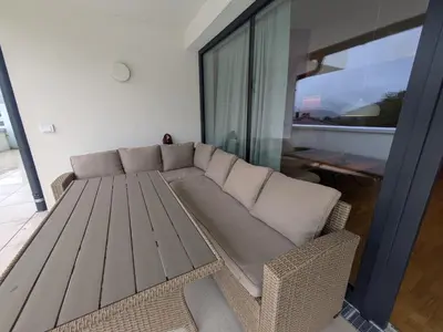Ein Sitzbereich in der Unterkunft Penthouse Bergblick Salzkammergut