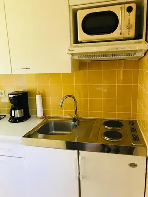 Küche/Küchenzeile in der Unterkunft Ferienwohnung am Golfplatz