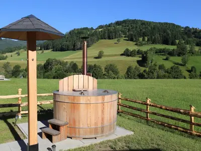 Ein allgemeiner Bergblick oder ein Berglick von des Ferienhauses aus