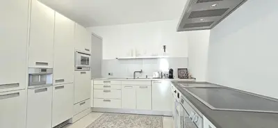 Küche/Küchenzeile in der Unterkunft Luxus-Apartment in historischer Villa, Balkon & Lift, Nähe Therme Bad Hall