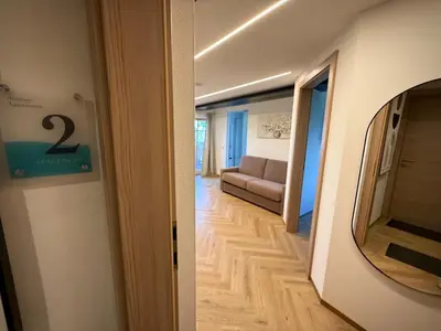 Ein Sitzbereich in der Unterkunft Attersee Apartments
