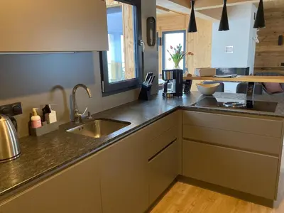 Küche/Küchenzeile in der Unterkunft Bergchalet K2