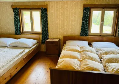 Ein Bett oder Betten in einem Zimmer der Unterkunft Sauschneiderhof