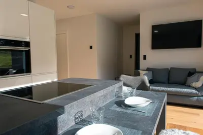 Ein Sitzbereich in der Unterkunft Appartement Herzmoar