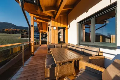 Ein Balkon oder eine Terrasse in der Unterkunft Aich Amadé by Alpenidyll Apartments