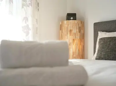 Ein Bett oder Betten in einem Zimmer der Unterkunft Apartment Kumitzblick