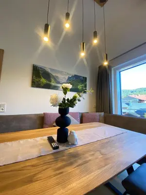 Ein Sitzbereich in der Unterkunft Ferienwohnung Plechau