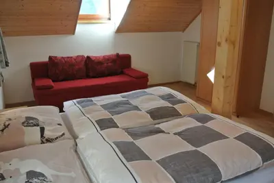 Ein Bett oder Betten in einem Zimmer der Unterkunft Bio-Bergbauernhof Möslhof