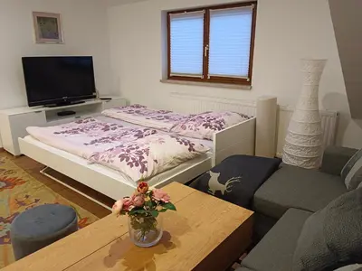 Ein Bett oder Betten in einem Zimmer der Unterkunft Haus Josef, Apartment mit Balkon und 2 Schlafzimmer