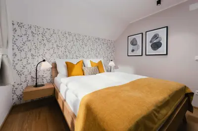 Ein Bett oder Betten in einem Zimmer der Unterkunft Hallstatt-Haus Elfriede