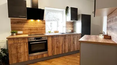 Küche/Küchenzeile in der Unterkunft Almtal Apartments