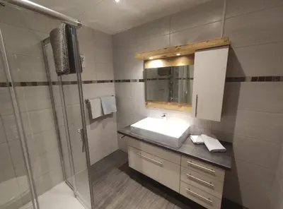 Ein Badezimmer in der Unterkunft Wolfgangseeblick - Ferienwohnung Vockner