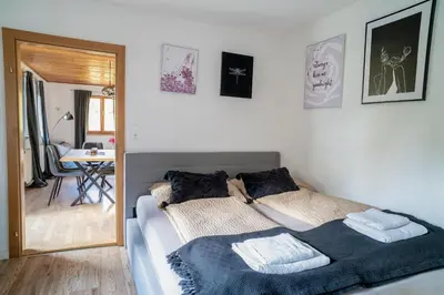Ein Bett oder Betten in einem Zimmer der Unterkunft FarawayHomes Studio St Wolfgang #6