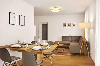 Ein Sitzbereich in der Unterkunft Apartment Bergblick