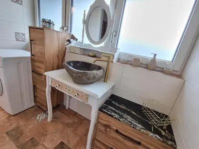 Küche/Küchenzeile in der Unterkunft Ferienwohnungen Wolfenhaus am See