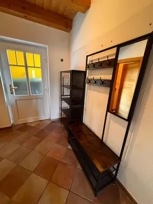 Ein Etagenbett oder Etagenbetten in einem Zimmer der Unterkunft Ferienwohnung in idyllischer Natur für bis zu 4 Personen in der Gemeinde Rutzenham - Bergern
