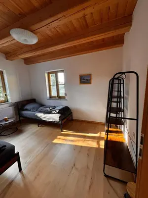 Ein Bett oder Betten in einem Zimmer der Unterkunft Ferienwohnung in idyllischer Natur für bis zu 4 Personen in der Gemeinde Rutzenham - Bergern