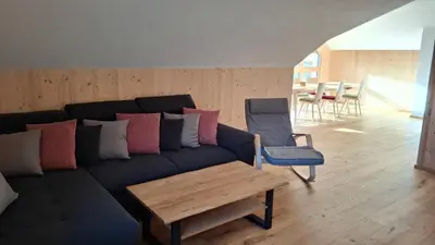 Ein Sitzbereich in der Unterkunft Grafnhof