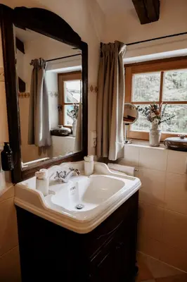 Ein Badezimmer in der Unterkunft Forsthaus Wartenfels