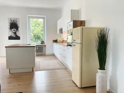 Küche/Küchenzeile in der Unterkunft Historische Altbau Suite
