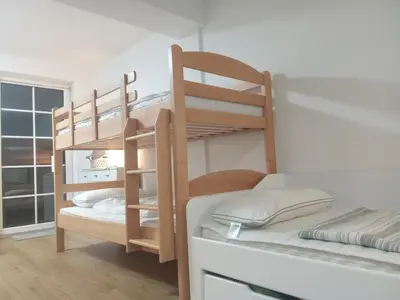 Ein Bett oder Betten in einem Zimmer der Unterkunft Wohnung See-Vielfalt Raumüberlassung siehe Text zur Unterkunft