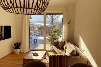 Ein Sitzbereich in der Unterkunft Alpine Retreat