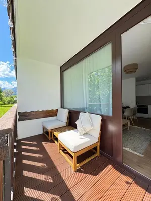 Ein Balkon oder eine Terrasse in der Unterkunft Bergbrise Obertraun