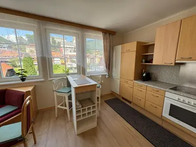 Küche/Küchenzeile in der Unterkunft Park apartman Kertes ház a park mellett gyönyörű kilátással Dog friendly garden house with a wonderful view next to the park