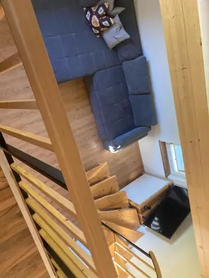Ein Sitzbereich in der Unterkunft Ferienwohnung Mondsee-Irrsee
