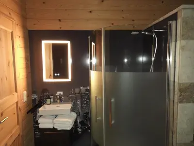 Ein Badezimmer in der Unterkunft Almtalblick