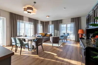 Ein Sitzbereich in der Unterkunft SINGULAR - Mountainview Apartments