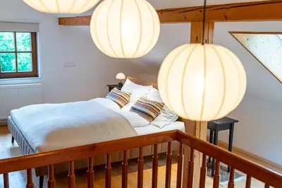 Ein Bett oder Betten in einem Zimmer der Unterkunft ELA Apartments Traunkirchen