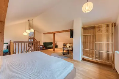 Ein Bett oder Betten in einem Zimmer der Unterkunft ELA Apartments Traunkirchen