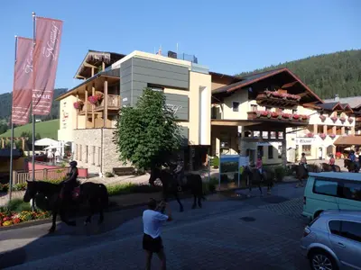 Ein allgemeiner Bergblick oder ein Berglick von des Privatzimmers aus