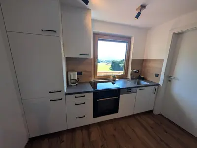 Küche/Küchenzeile in der Unterkunft Ferienwohnung am Bauernhof, Seeblick, Bergpanorama