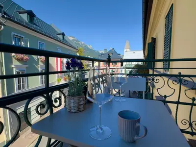 Ein Balkon oder eine Terrasse in der Unterkunft Mittelpunkt Aussee