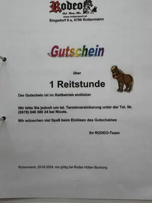 Ein Zertifikat, Auszeichnung, Logo oder anderes Dokument, das in der Unterkunft Pferdeblick Hütte ausgestellt ist