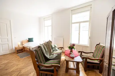Ein Sitzbereich in der Unterkunft Grünes Haus