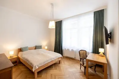Ein Bett oder Betten in einem Zimmer der Unterkunft Grünes Haus