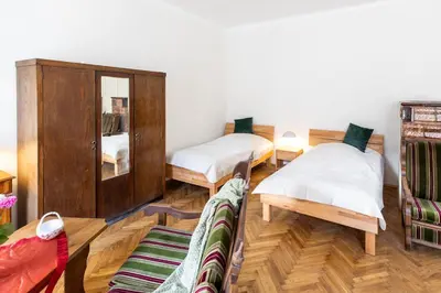 Ein Bett oder Betten in einem Zimmer der Unterkunft Grünes Haus