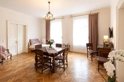 Ein Sitzbereich in der Unterkunft Grünes Haus
