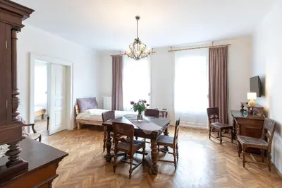 Ein Sitzbereich in der Unterkunft Grünes Haus