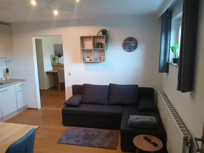 Ein Sitzbereich in der Unterkunft Ferienwohnung Obergraben