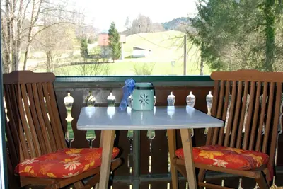 Ein Balkon oder eine Terrasse in der Unterkunft Haus Schöffau