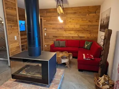 Ein Sitzbereich in der Unterkunft Chalet Katschberg Panorama