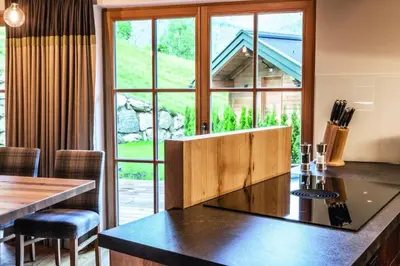 Ein Sitzbereich in der Unterkunft Bergseegut Chalets