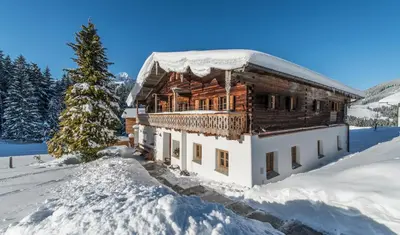 Historisches Alpenchalet Käth & Nanei auf Großschlaggut im Winter
