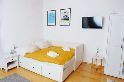 Ein Bett oder Betten in einem Zimmer der Unterkunft Studio Tretlager