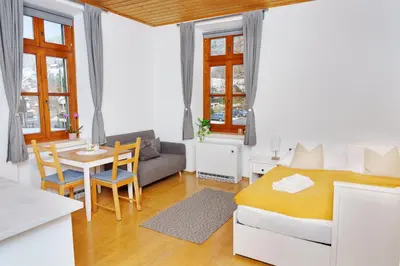 Ein Sitzbereich in der Unterkunft Studio Tretlager